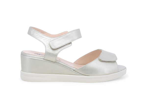 Melluso Sandali 2 Strappi Comfort con Zeppa tomaia Pelle Oro Platino R80331W-233854